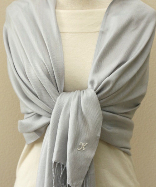 Wedding party, bridesmaids, gift idea, Silver gray shawl, pashmina scarf bridesmaid gift, personalized gifts