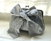 Gray Bridal Clutch Purse - with a Bow - Marisa