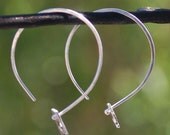 Recycled Sterling Silver Earrings with tiny Swiss Cheese-like Silver Wedges--"Swiss Swoops Earrings"