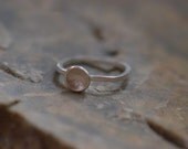 Recycled Sterling Silver Ring with thin square band and offset silver bowl