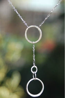 Recycled Sterling Silver Necklace with dangling silver rings--"Simplicity Necklace"