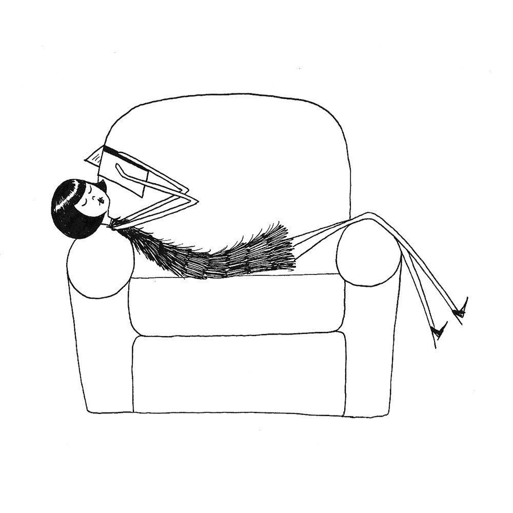 Bookworm // 4x6 art print // Book lover reading black and white illustration