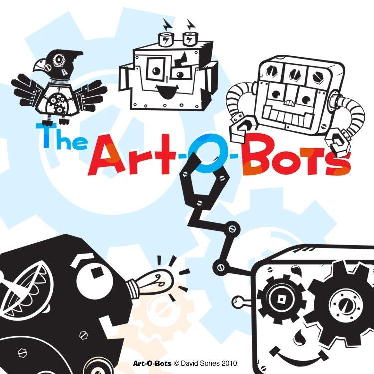 robot wall decal set