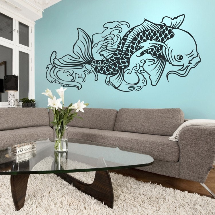 tattoo inspired koi fish wall decal large
