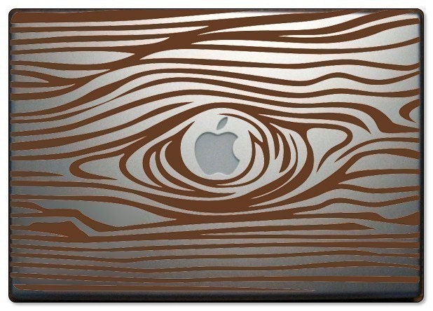 woodgrain laptop decal