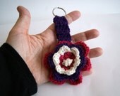 Crocheted Keychain purple, crimson and white