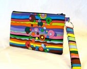 Make Up Bag Cotton Zip Pouch Wristlet Clutch Purse Cosmetic Bag Key Fob Up in the Air Luella Doss Hot Flash Handmade MTO