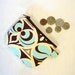 Mini Coin Purse Zipper Change Purse Joel Dewberry Spade Damask Brown Glacier Aqua Blue