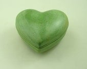 HEART BOX  in Antique Green Glaze Handmade ceramic Pottery