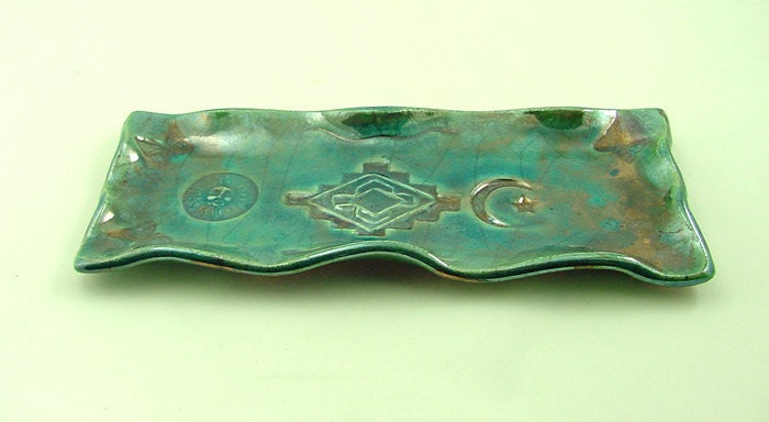 Smudge Holder Thundercloud SUN MOON  Handmade Raku Pottery