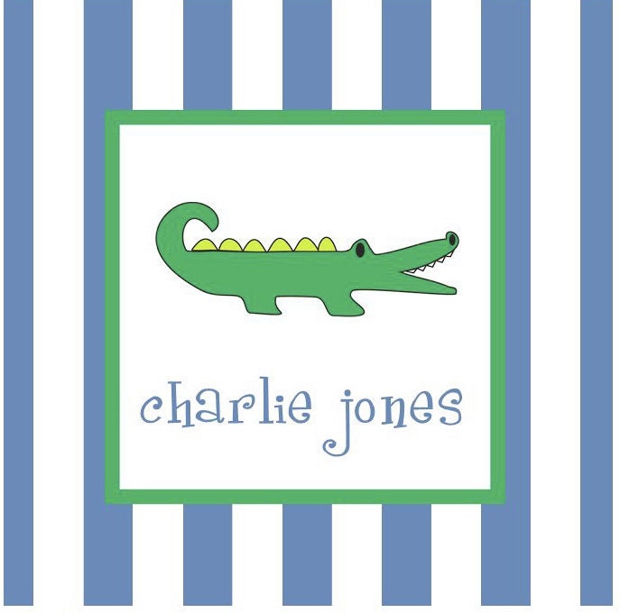Alligator Sticker, Enclosure Card, Book Plate or Address Label - Set of 24