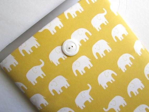 MacBook Pro Case, 13 inch Laptop Sleeve Padded MacBook Cover - Elephants Cotton Canvas