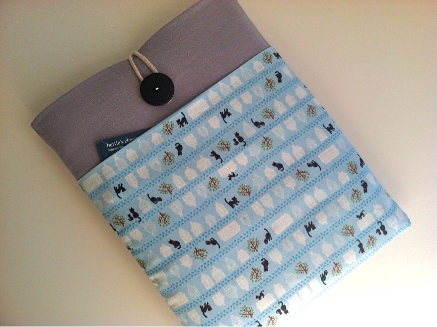 Cat iPad Sleeve, iPad Case, Kindle Fire HD, iPad Mini Cover Padded with Pocket