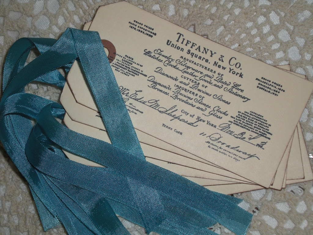 Set of 6 Tiffany tags / shipping tags / Tiffany blue ribbon.