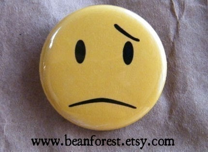 frowny face - pinback button badge