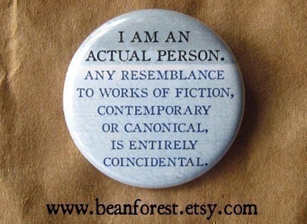 any resemblance is entirely coincidental - pinback button badge
