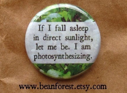 let me be, i'm photosynthesizing - funny weird science biology- pinback button badge