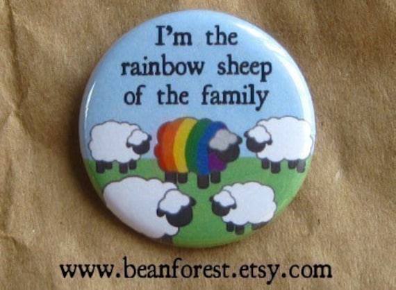 rainbow sheep of the family - pinback button badge