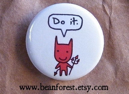 devil and angel - pinback button badge
