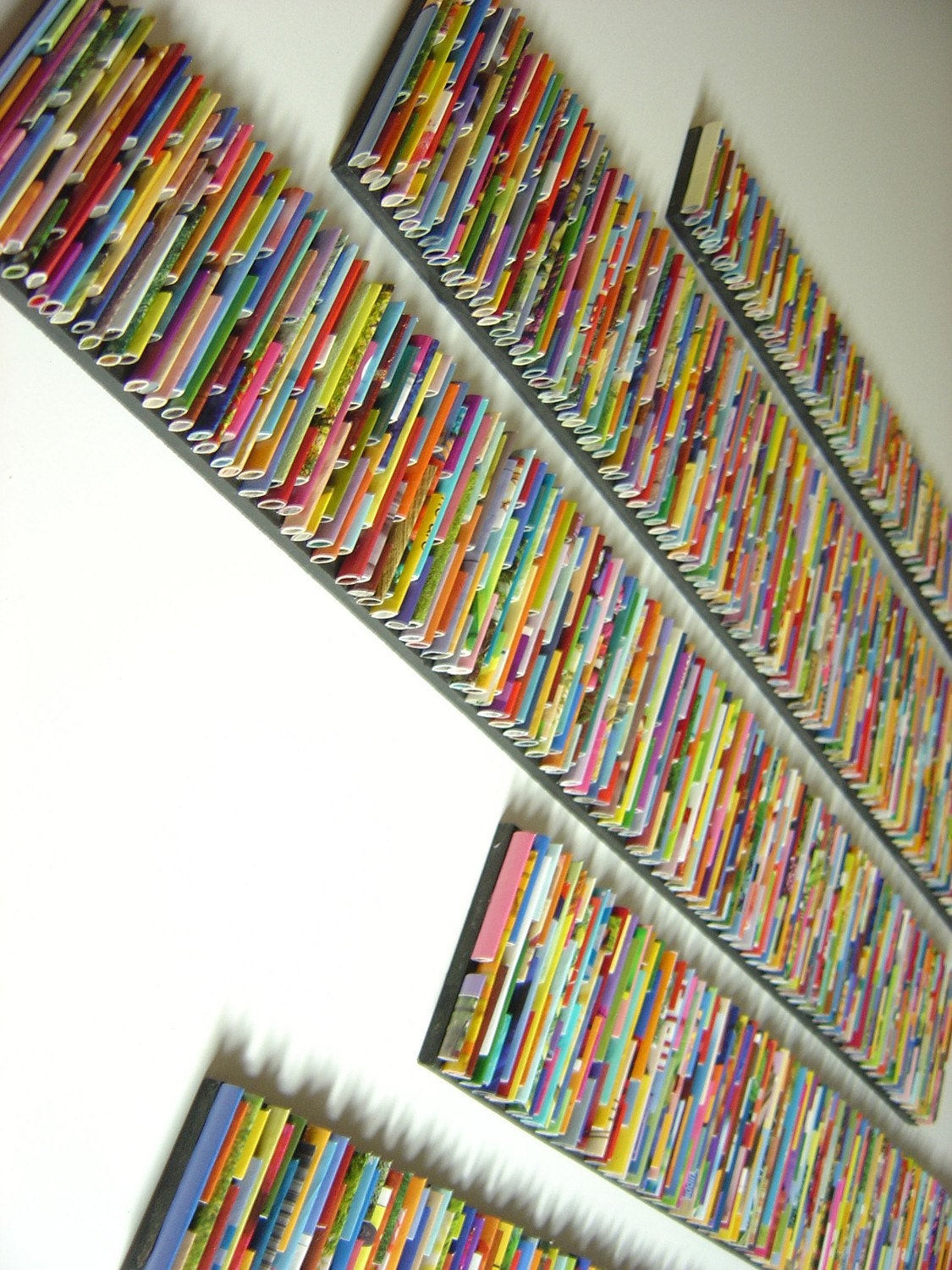 barcode wall art- made from recycled magazines