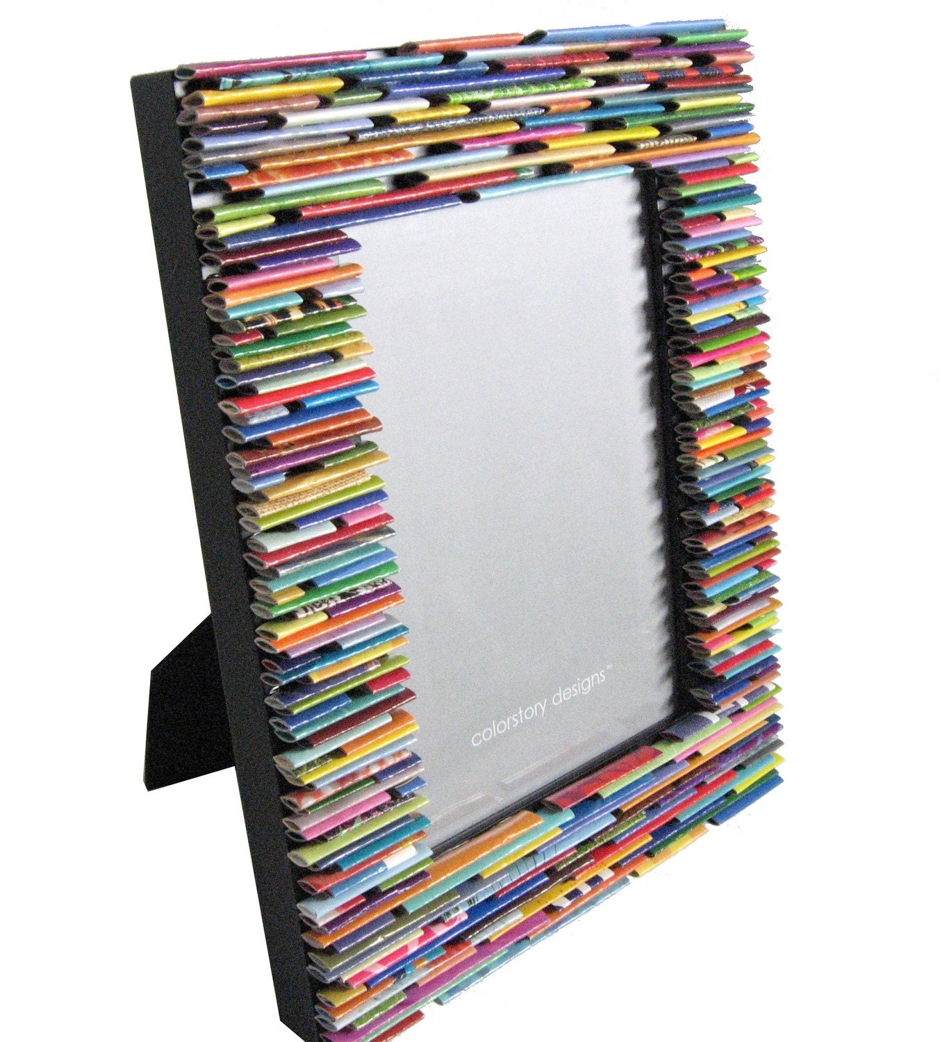 colorful picture frame (portrait) - made from recycled magazines
