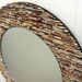 18 inch diameter neutral round mirror, wall art- made from recycled magazines, brown, tan, neutral