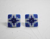 Four Tree and Leaf Post Earrings-Millefiori Polymer Clay
