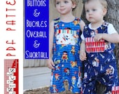 PDF Sewing Pattern:  The Buttons & Buckles Overall and Shortall (Instant Download)