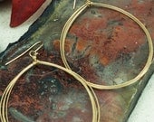 Large Gold or Silver Hoop Earrings: Wire -Wrapped Teardrop Shaped Hoops (14k gold filled or sterling silver)