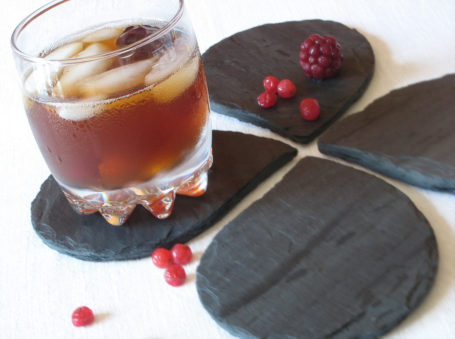 Set of 4 LEAF Salvaged SLATE COASTERS with Eco-Backing - Mother's Day, Housewarming Gift