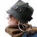 Rain Hat - Waxed Olive Green Fabric -Cloche Hat - Womens Hat
