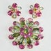 Vintage Unsigned Pink, Green and Blue Rhinestone Set