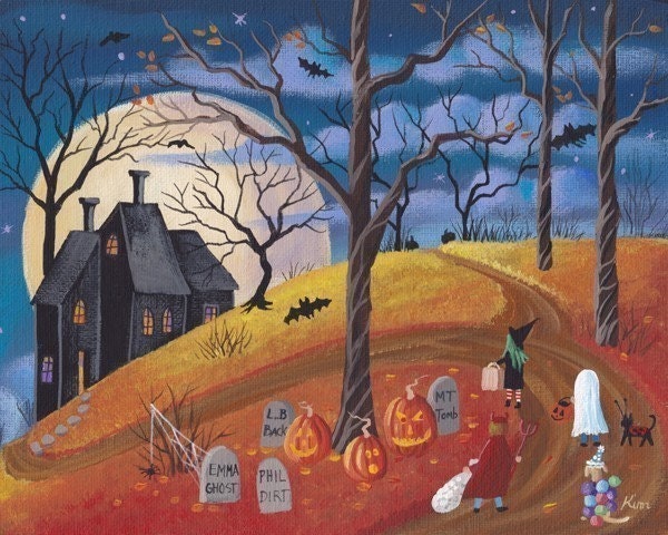 Raven Hill Halloween Folk Art 10 x 8 Print