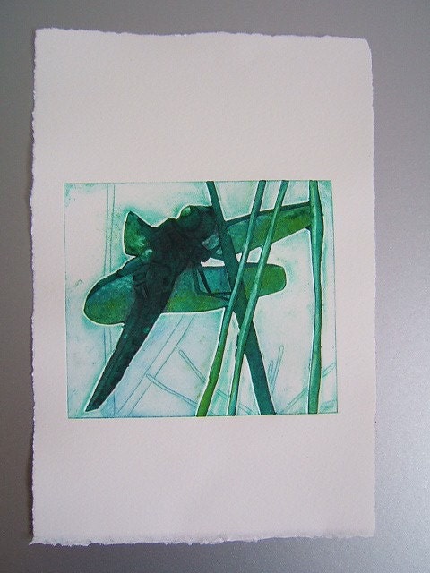 Dragon Fly II (Original Collagraph and Dry Point Hand Pulled Artist Print)