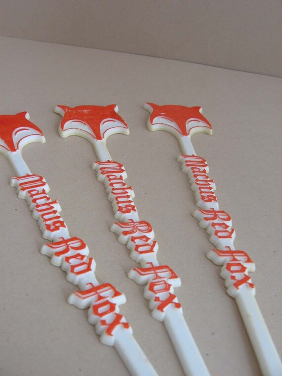 Machus Red Fox Swizzle Sticks Drink Stirrer by FreshlyOld on Etsy