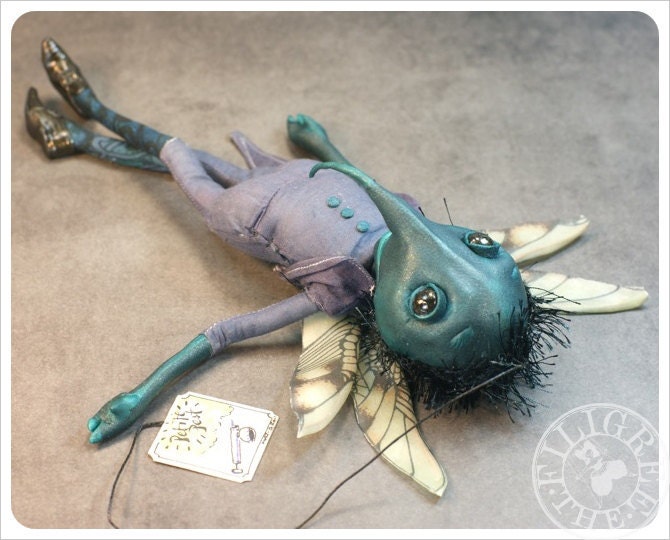 Petite Pest - Mosquito - ooak Art Doll - Handmade Fairy Tale doll by the Filigree - Purple
