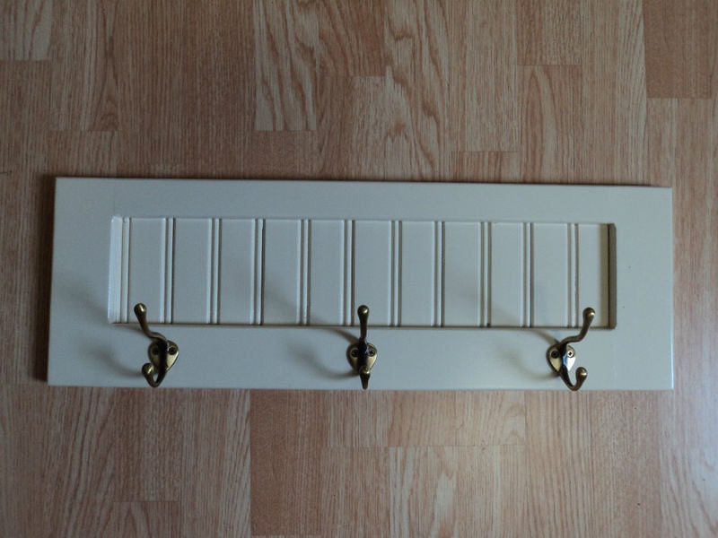 Wood Coat Rack Wall Hanging with Hooks Antique White