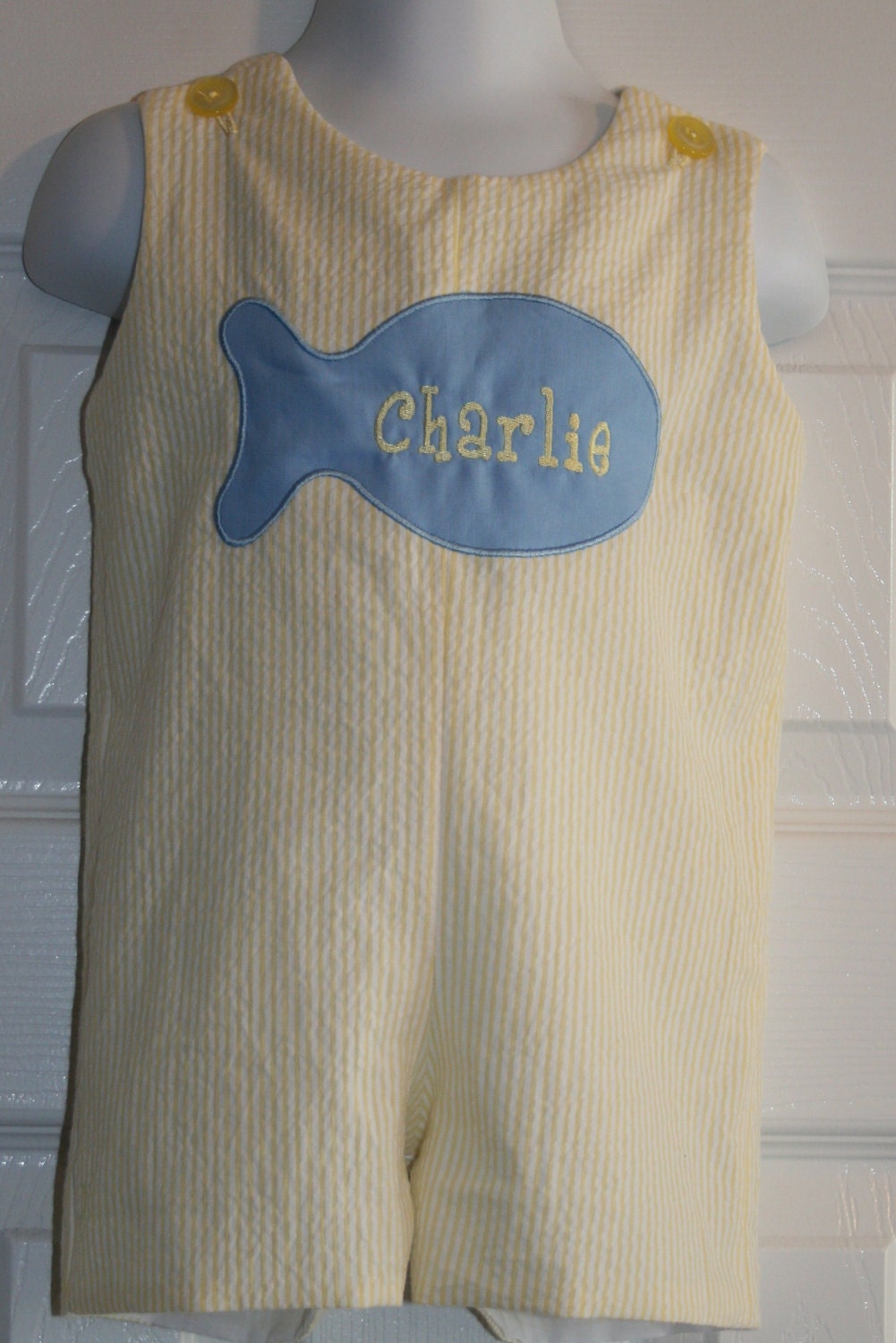 Adorable Seersucker Fish Jon Jon Size 3mo to 4T