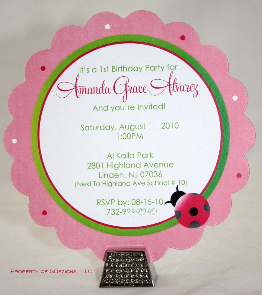 Ladybug Flower Shape Birthday Invitations Il_170x135