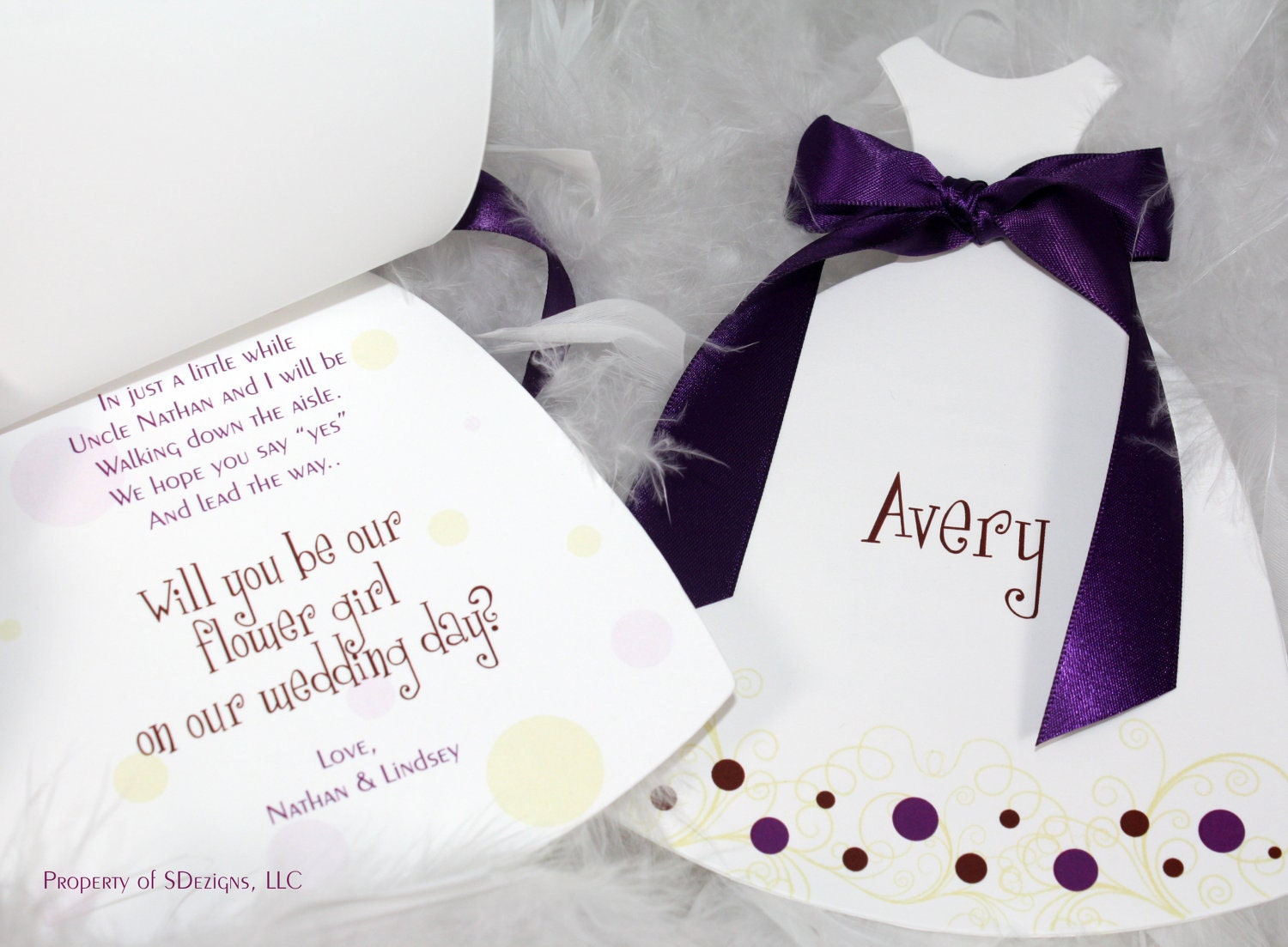Will you be my bridesmaid, Maid of Honor, Flower girl (Polkadot and Swirls Design) Il_570xn
