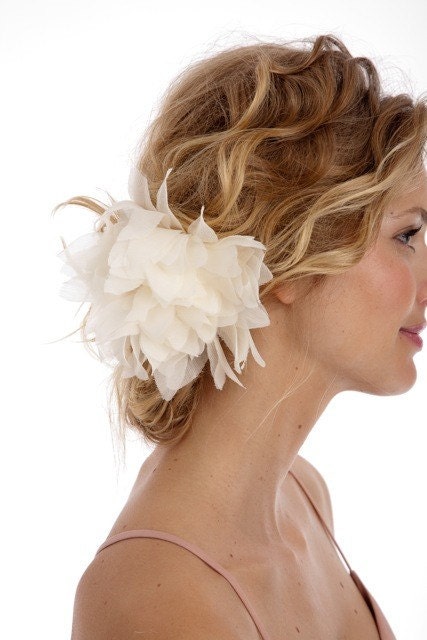037 - JENNA - Wild Silk Chiffon Dahlia, flower, bridal, hair, fascinator, headpiece, clip