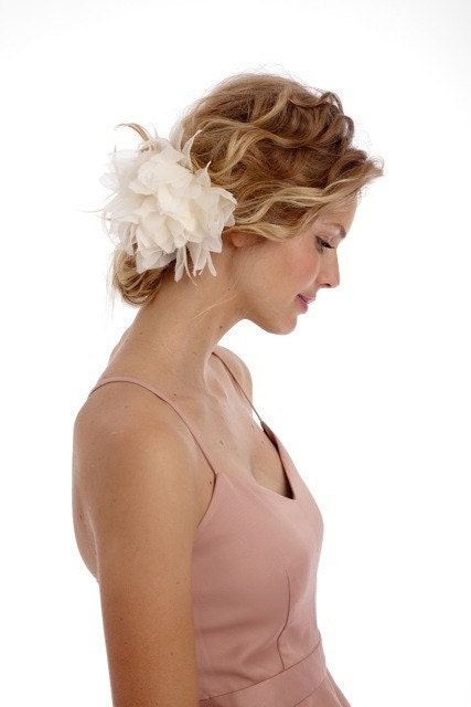 037 - JENNA - Wild Silk Chiffon Dahlia, flower, bridal, hair, fascinator, headpiece, clip