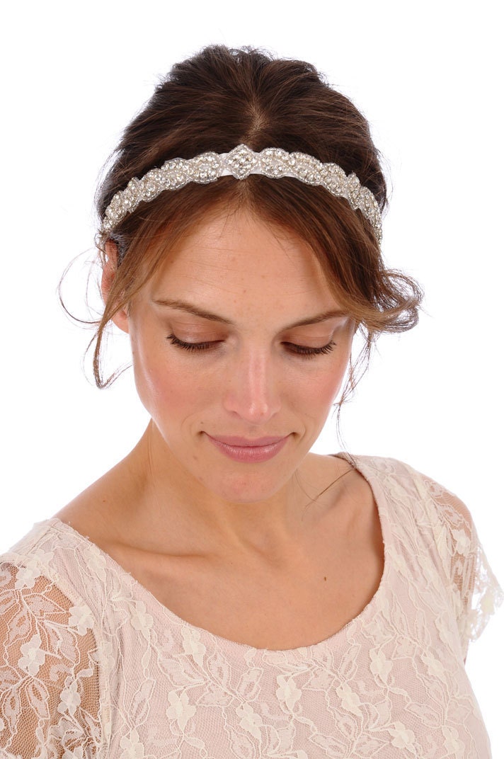 130 - CARLY Headband -  bridal, rhinestone, crystal, veil, wedding, tiara, head piece, Swarovski
