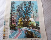 Penelope canvas, 1950s 60s,  Vintage,   English,   needlepoint,  Evening Frost,  unfinished