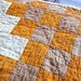 Primitive antique quilt  1800s Irish Chain cheddar and tan