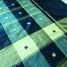 silk sari woven teal and cream check 70s