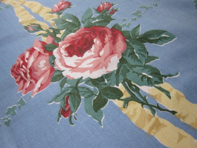 Vintage fabric roses with ribbons Romantic cotton chintz