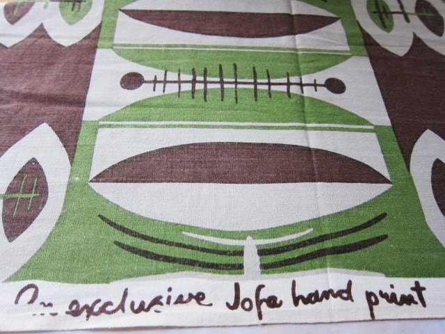 Mid century modern fabric 1950s hand printed