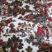 Vintage drapes FOLKLORIC print make believe village pair or fabric