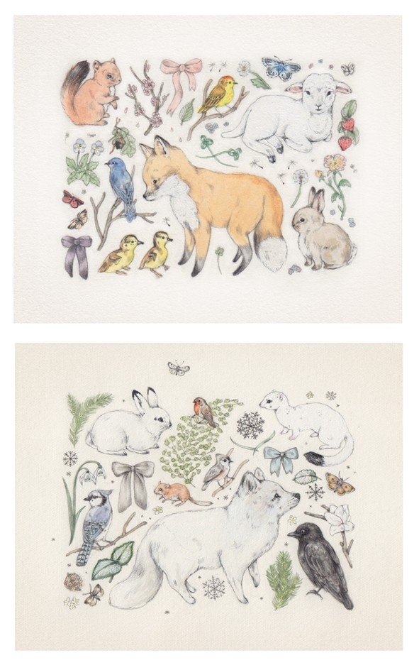 Print Set... Trying to be happy a lot of the time and Fox and Fir